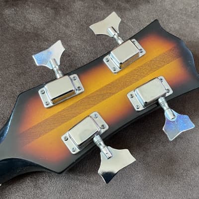 1960s Kent/Hagstrom Semi-Hollow ES-335 Style Short Scale 30" Sunburst Bass Guitar Made in Japan image 8