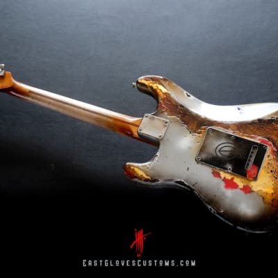 Fender Stratocaster Metallic Silver Gray/Gold Leaf Heavy Aged Relic by East Gloves Customs image 7