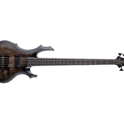 ESP LTD F-5 Ebony Burl Poplar 5-String Bass - Charcoal Burst Satin image 4