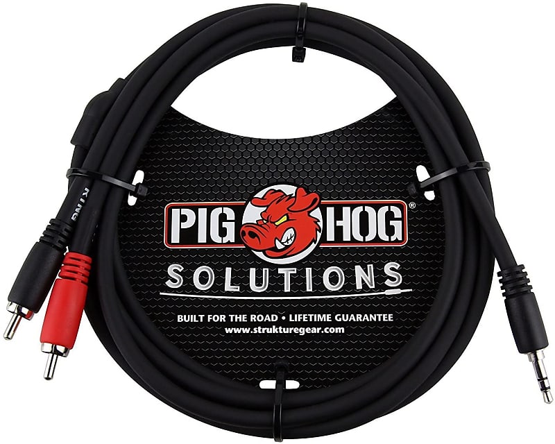 Pig Hog - PB-S3R03 - 3.5 mm to Dual RCA (Male) Stereo Breakout Cable - 3 ft. image 1
