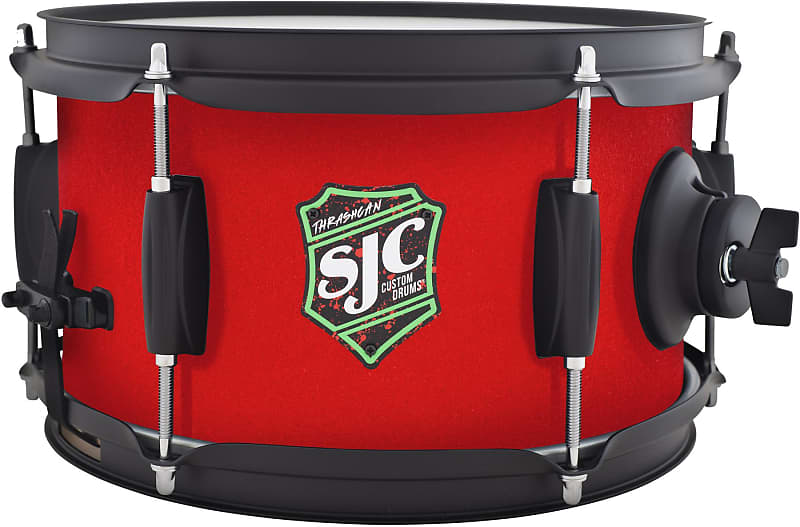 SJC Custom Drums Thrash Can Side Snare Drum - 6 x 10 inch - Red Grip Tape Wrap image 1