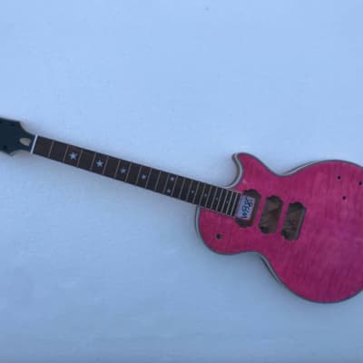 HHH LP Style Pink Guitar Tiger Maple Top Body with Neck, Rosewood Fingerboard image 8