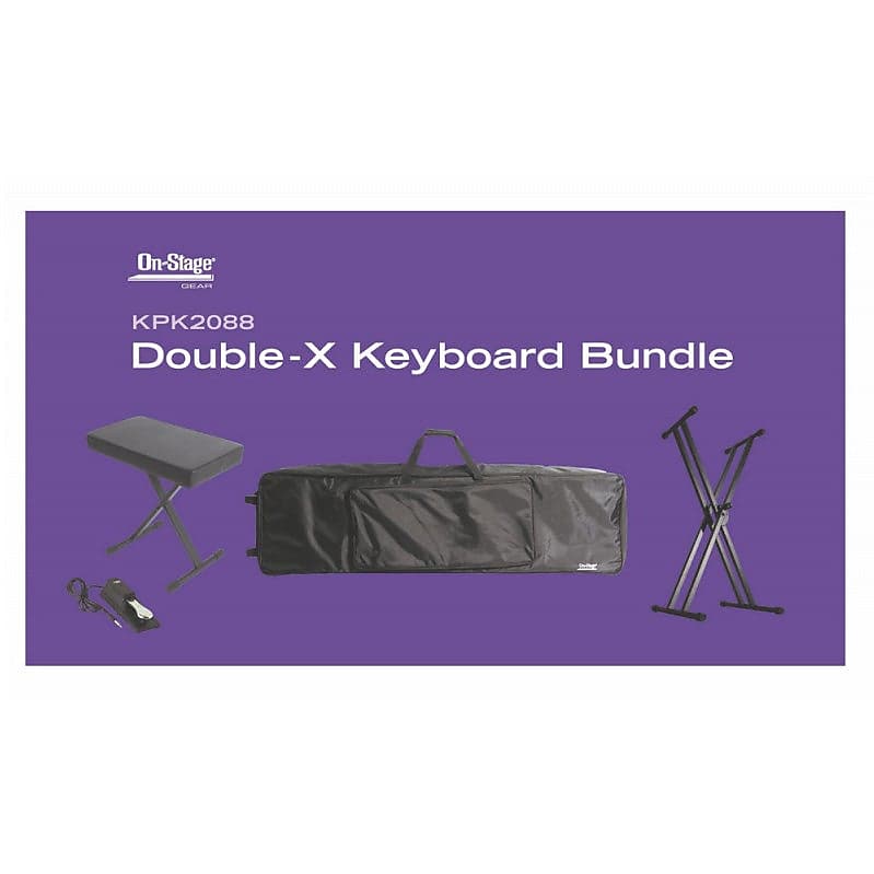 On-Stage KPK2088 Bundle with Double-X Keyboard Stand, Deluxe Bench, 88-Key Bag and Sustain Pedal image 1