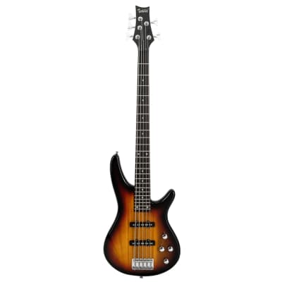 （Accept Offers）New Glarry GIB 5 String Electric Bass Guitar SS Pick-up w/20W Amplifier Sunset for sale
