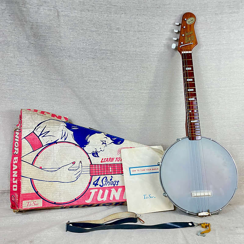 Tele Star Junior Guitar Banjo Set 1960s w/ Original Box and Case Candy MIJ Japan Kawai Teisco image 1