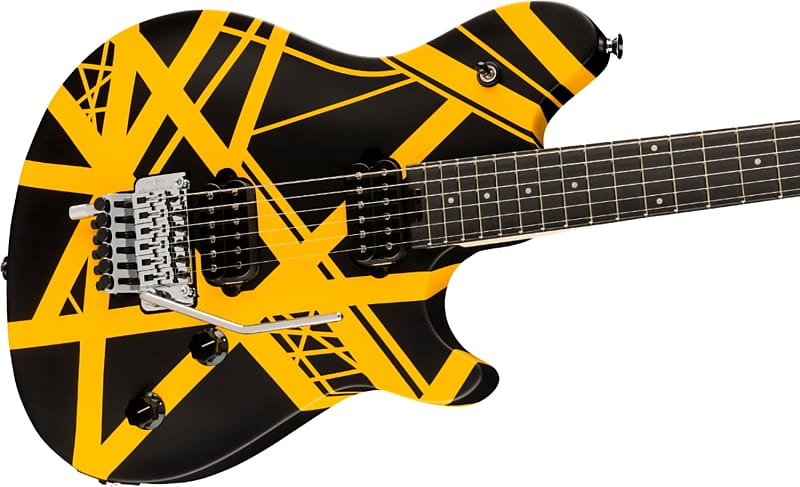 EVH Wolfgang Special Striped Series Electric Guitar, Ebony Fingerboard, Black w/ Yellow Stripes image 1
