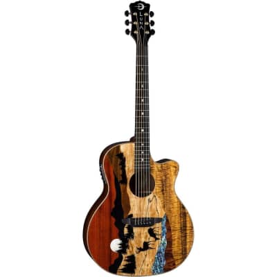 Luna Guitars 6 String Luna Vista Deer Tropical Wood Acoustic-Electric Guitar with Case image 6