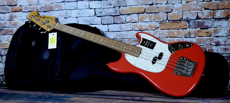 Fender Vintera '60s Mustang Bass w/Fender DLX Gig Bag 2022 Model in Fiesta Red image 1