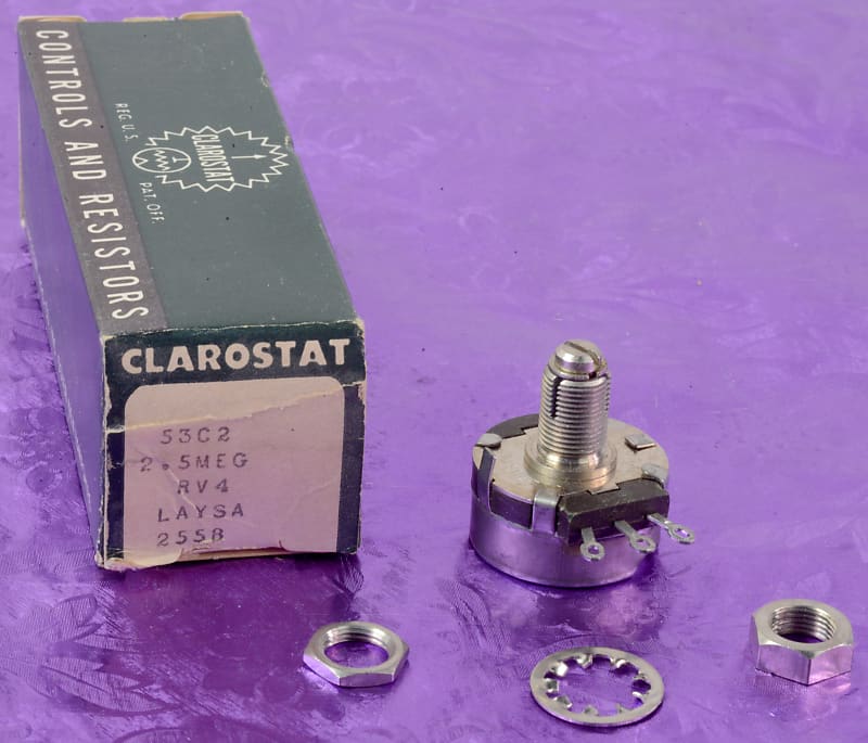 Clarostat 53C2 2.5 MEG RV4LAYSA 255B Linear Taper Locking Pot Reverb