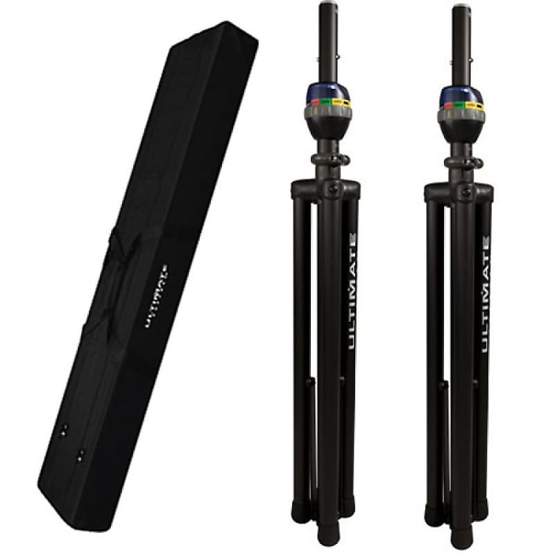 ULTIMATE SUPPORT TS-90B Speaker Stands-Pair w/ Bag-90D Canvas Carry Bag image 1