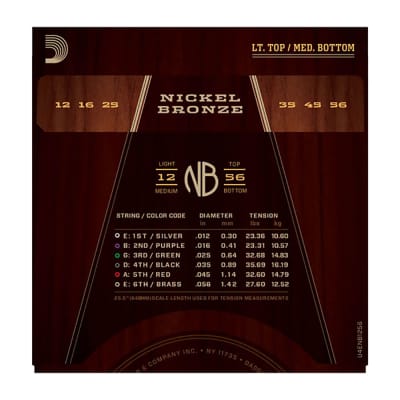 D'Addario NB1256 Nickel Bronze Acoustic Guitar Strings (12-56) image 3