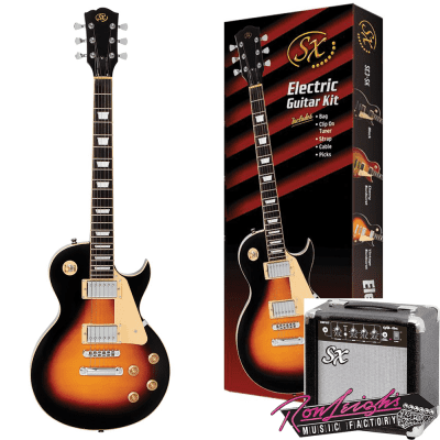 SX PKSE3SKVS 'LP' Style Electric Guitar Pack in Vintage Sunburst with Amplifier for sale