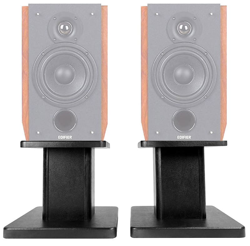 (2) 8” Black Bookshelf Speaker Stands For Edifier R2000DB Reverb
