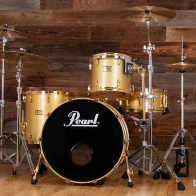 PEARL CLASSIC MAPLE 4 PIECE DRUM KIT CUSTOM MADE FOR STEVE WHITE, GOLD SPARKLE, GOLD FITTINGS image 9
