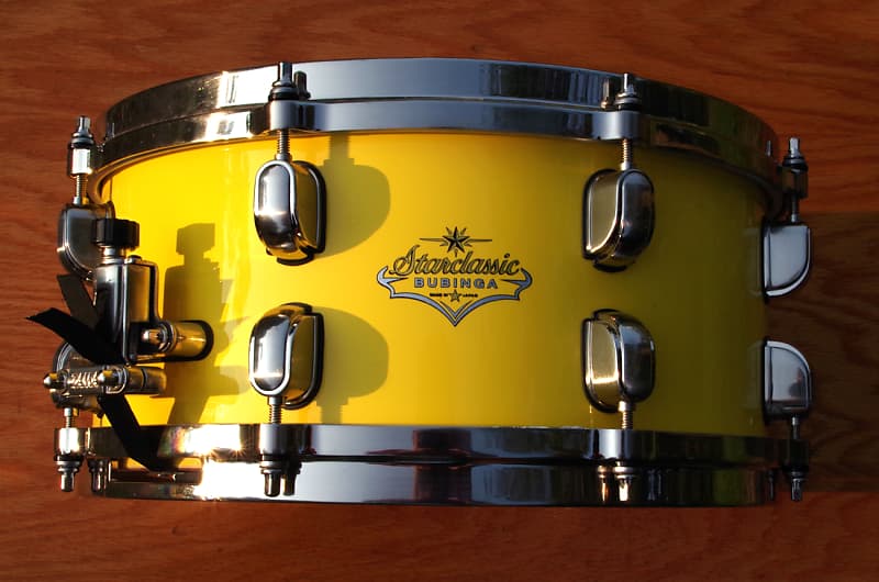 Tama Starclassic Bubinga Snare Drum Sunny Yellow Lacquer Gorgeous!  Excellent!
