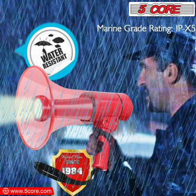 5 Core Megaphone Handheld Bullhorn 50W Portable Loudspeaker Waterproof Lightweight MegaPhono with Flashlight Adjustable Volume Alarm Siren for Indoor & Outdoor use HW 18 WP RED image 13
