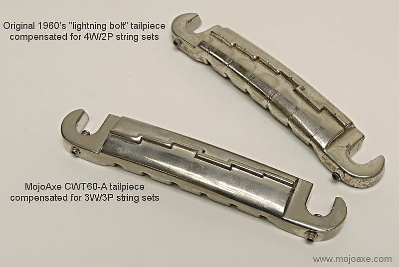 Lightning-Bolt Wraparound Bridge for Vintage Gibson SG Junior, Melody  *MojoAxe * AGED NICKEL