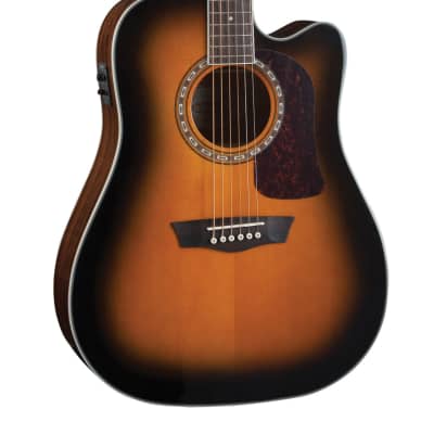 Washburn - Tobacco Burst Heritage 10 Series Dreadnought Cutaway Acoustic Electric! D10SCE image 3