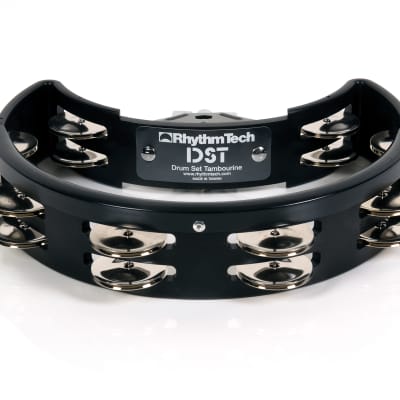 Rhythm Tech DST10 Drum Set Tambourine And Mount Black with Double Row Nickel Jingles image 1