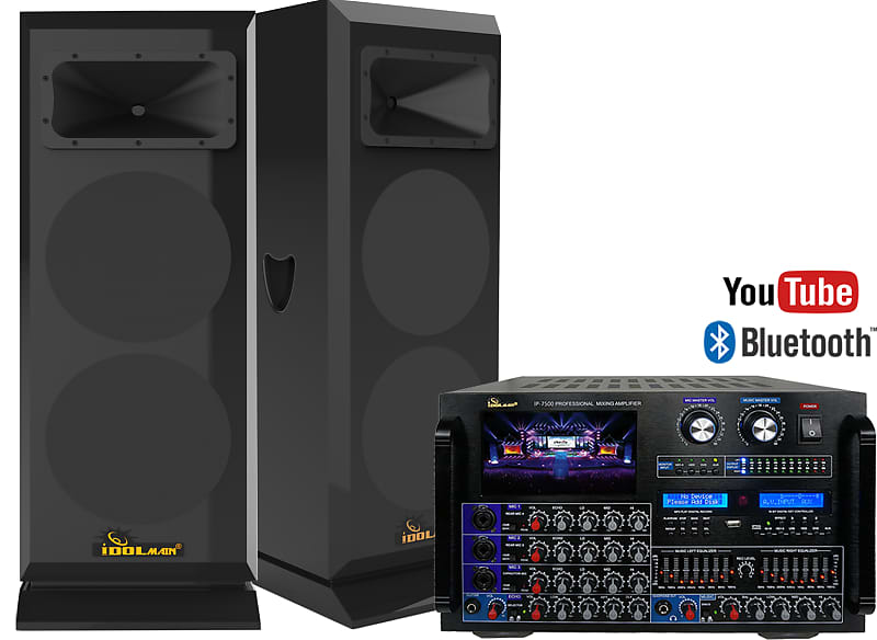 IDOLmain 8000W Professional Mixing Amplifier With 3000W 12" High-End Speakers Combo image 1
