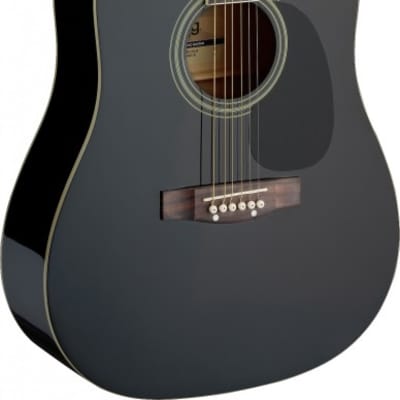 3/4 black dreadnought acoustic guitar with basswood top | Reverb