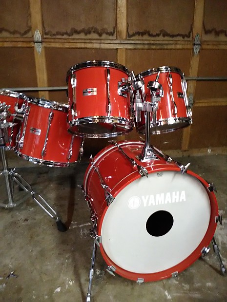 Rare 5 Piece Yamaha Recording Custom Drum Set in Hot Red Lacquer