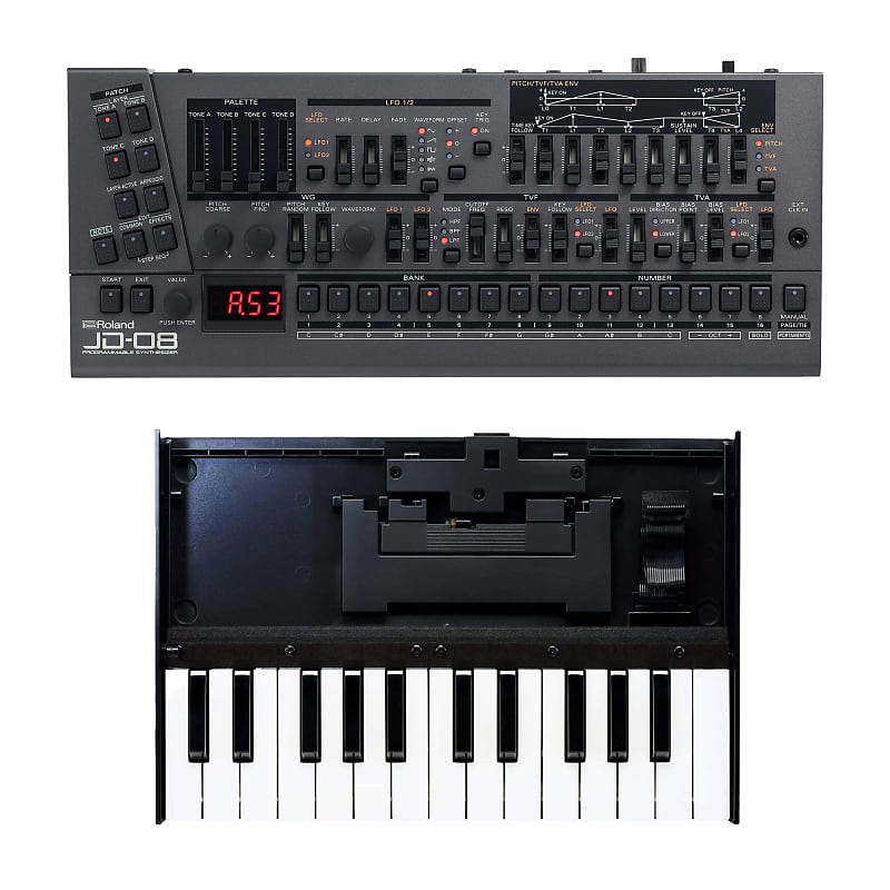 Roland JD-08 Boutique Series Desktop Synth Module and Boutique K-25m Portable Keyboard Bundle image 1