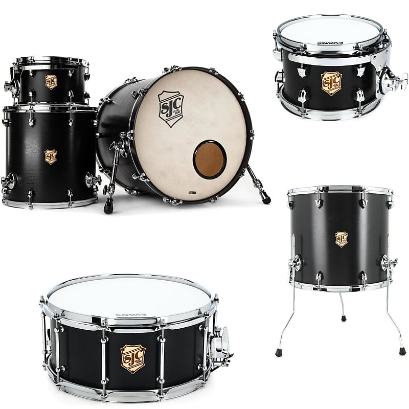 SJC Custom Drums Tour Series 6-piece Shell Pack - Matte Black