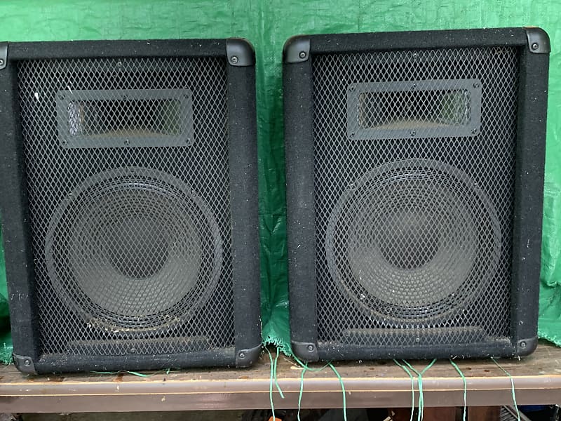 Crate PE10P PA speakers (pair) 2000s Black cloth Reverb