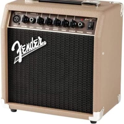 Fender Acoustasonic Guitar Amp for Acoustic Guitar, 15 Watts, with 2-Year Warranty 6 Inch Speaker, Dual Front-Panel inputs, 11.5Hx11.19Wx7.13D Inches, Tan image 3