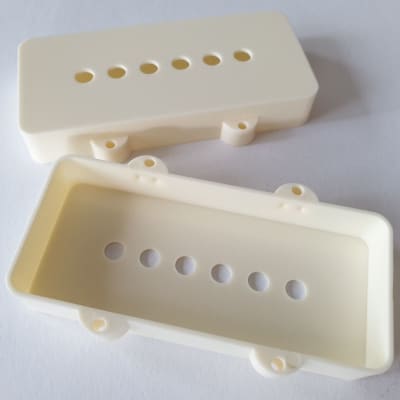Set of 2 Jazzmaster 62 & 65 RI pickup covers parchment fits fender image 3