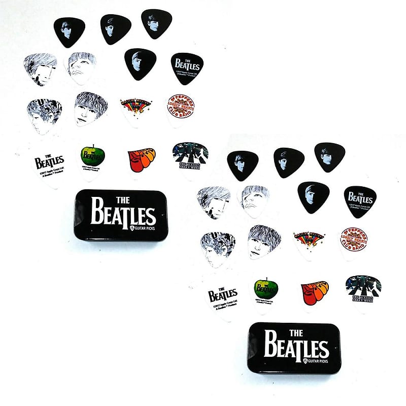 Beatles Guitar Picks Signature Series Logo Planet Waves Pick 2 Tins  30 Picks image 1