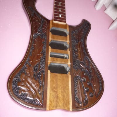100%gouge handcarved Rickenbastard style bass guitar,3 months of work,with full hardware image 1