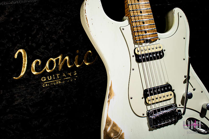 ギター Iconic Guitars SOLANA VM Heavy Aged Iconic Solana VM Aged Olympic White Electric Guitar - with