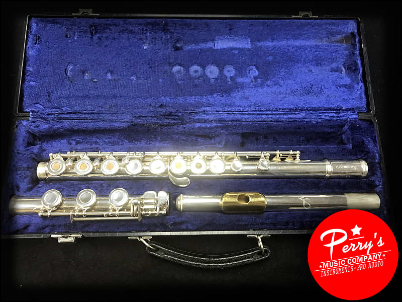 Armstrong Model 80 Open Hole Flute with Gold Lip Plate Silver Reverb