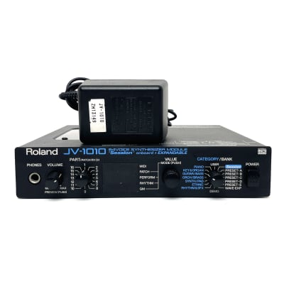 Roland JV-1010 with Power supply & New interenal battery 64-Voice Synthesizer Module 1999 - 2003 - Black