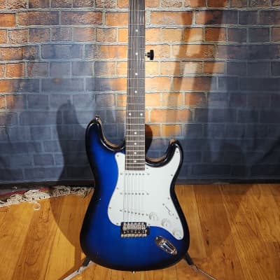 RockJam S-Style Electric Guitar Blue Burst New Strings Set Up for sale