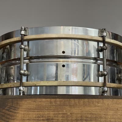 1920's Leedy Utility 5x14 Nickel Over Brass Snare Drum NOB image 7