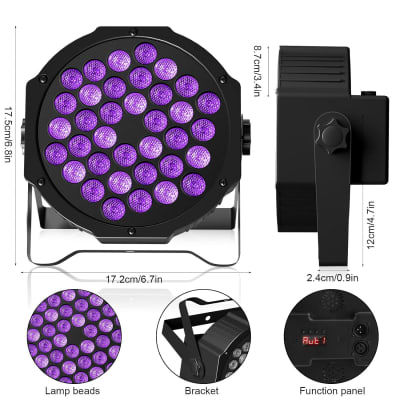 Rechargeable Black Lights For Glow Party Halloween Battery Powered Portable  Black Light DMX Sound Activated Control 36 LED UV Wireless Uplights For  Glow In The Dark Parties DJ Disco Events Bar