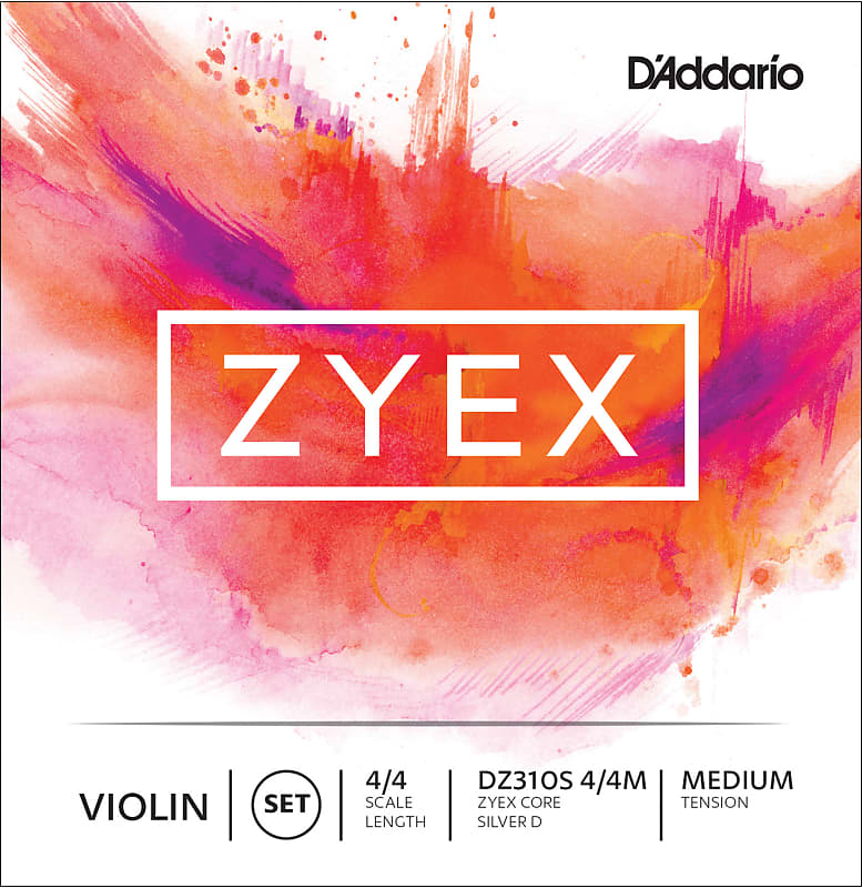 D'Addario DZ310S 4/4M Zyex 4/4 Violin Strings Set with Silver Wound D - Medium image 1