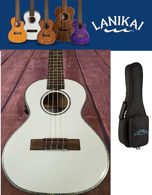 Lanikai Julia Michaels White Pearl Tenor Signature Acoustic