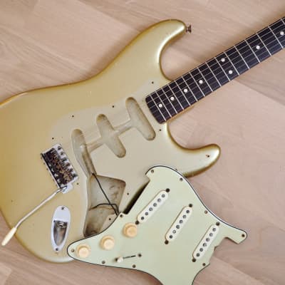 1963 Fender Stratocaster Vintage Pre-CBS Electric Guitar Shoreline Gold w/ Blonde Case, Hangtag image 23