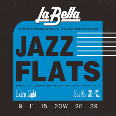 LA BELLA La Bella Jazz Flats | Muta di corde lisce per chitarra jazz 20PXL Scalatura: 009-011-015-020W-028-039