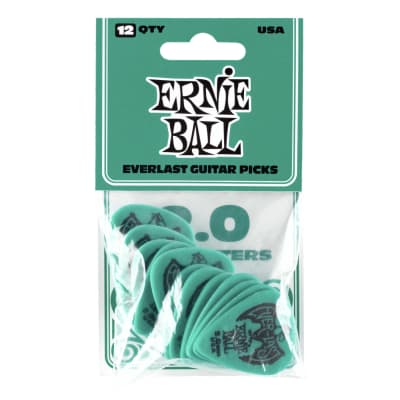 Ernie Ball 2.0mm Teal Everlast Picks 12-pack (P09196) image 1