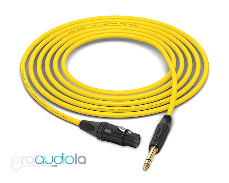 Mogami 2534 Quad Cable | XLR-Female to Neutrik Gold 1/4" TRS | Yellow 1 Feet | 1 Ft. | 1' image 1
