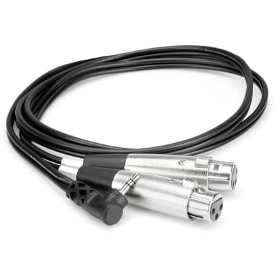 Hosa CYX-405F Camcorder Microphone Cable, Dual XLR3F to Right-angle 3.5 mm TRS, 5 feet image 2