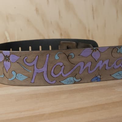 Guitar Strap - Sue pattern with Butterflies by Moxie & Oliver - Custom Inscription image 2