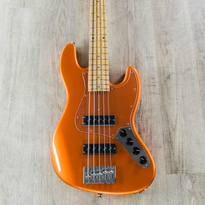 Mike Lull Custom Guitars M5V 5-String Bass Birdseye Maple Fingerboard Orange image 3