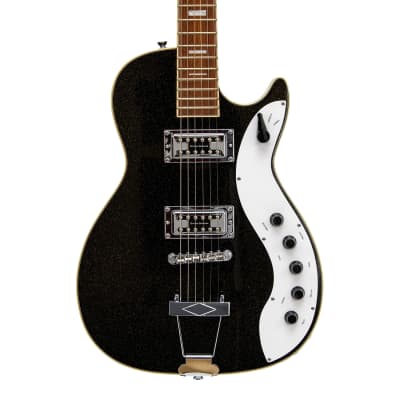 Silvertone 1423 Guitar, Rosewood Fretboard, Duncan-Design, Black Gold Flake image 3