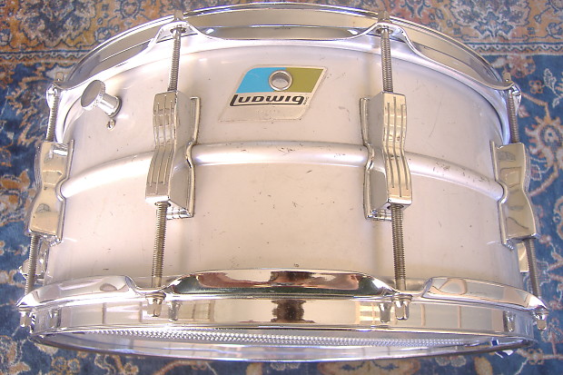 Ludwig 6.5x14" NYC Board of Education Acrolite Snare Drum with Pointed Blue/Olive Badge 1971 image 1